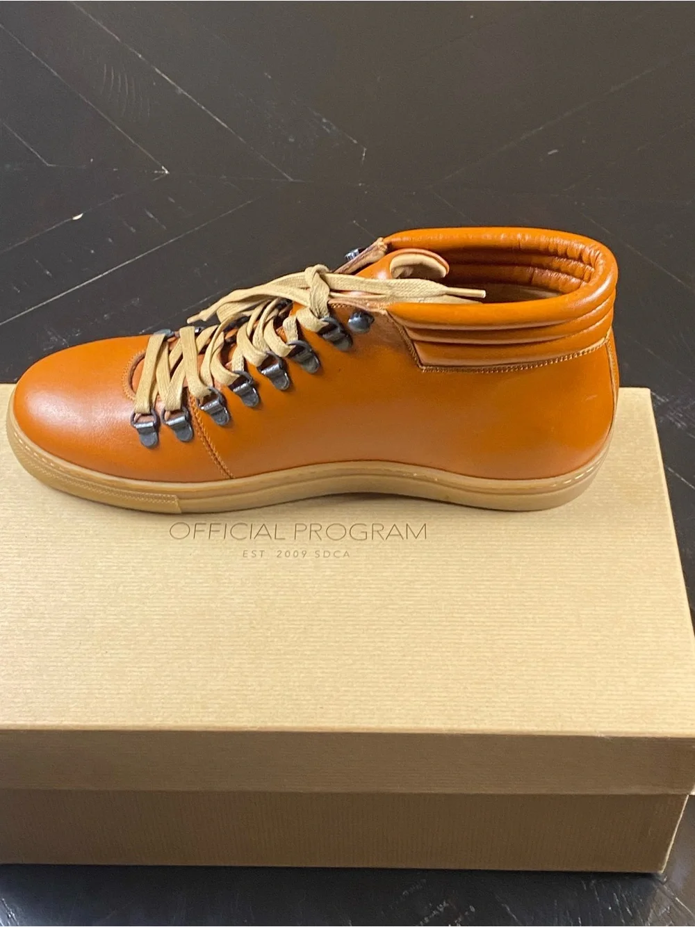 Men's Chukka Boots in Cognac Leather with Rugged Lacing